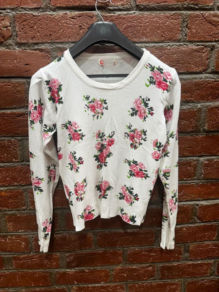 Floral Print Knit Sweater