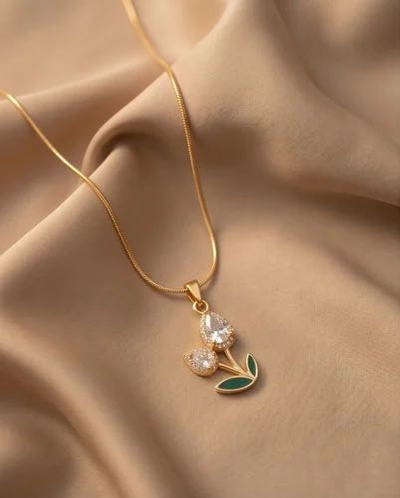 Anti tarnish Tulip Pendant Necklace