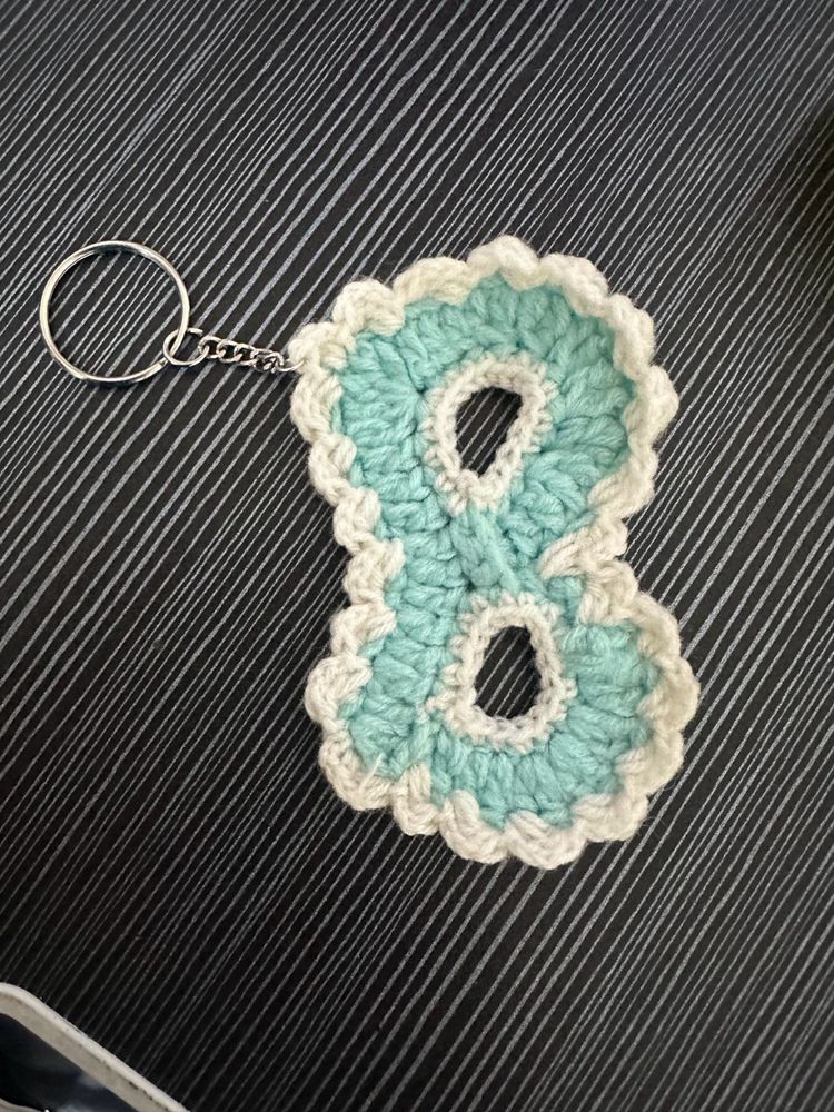 Handmade Crochet "B" Keychain.