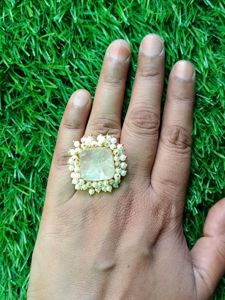 Brass and Pearl Finger Ring