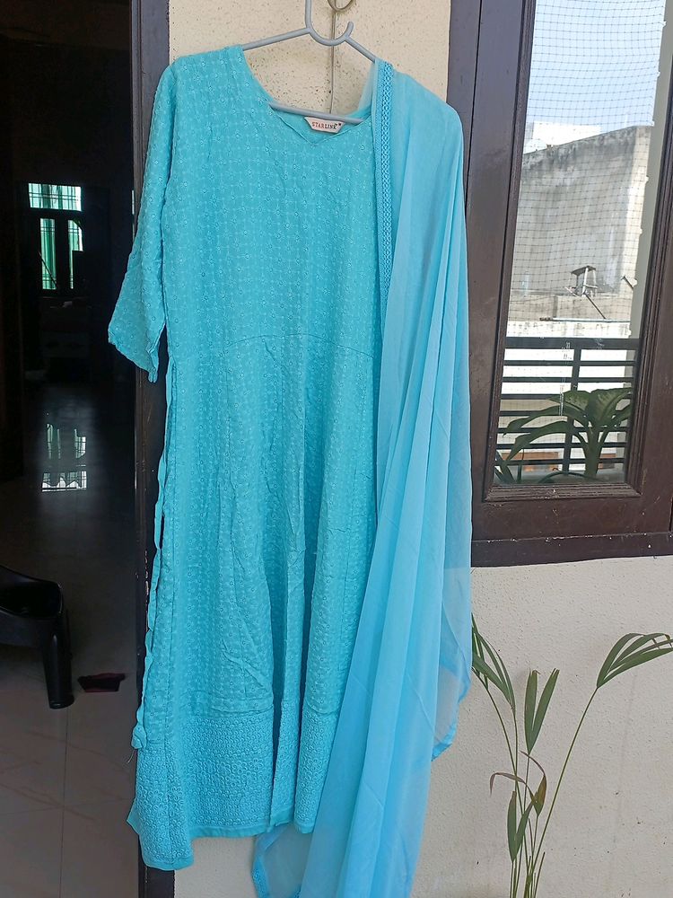 Sky Blue Full Suit  Set For Women
