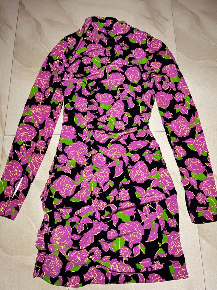 Zara floral print long sleeve dress