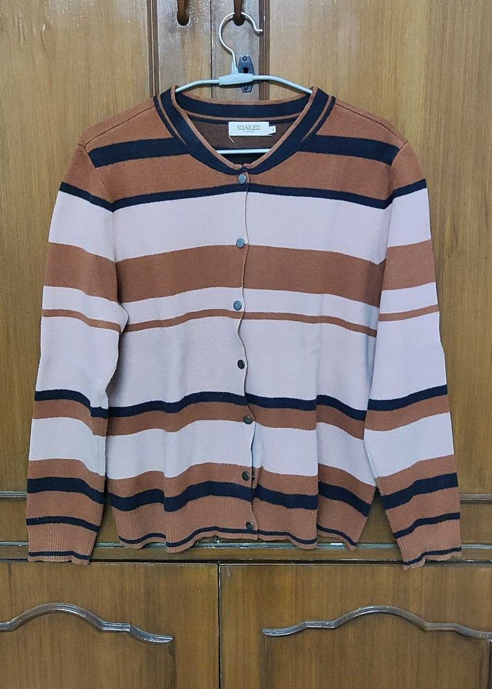 Striped Button-Up Cardigan
