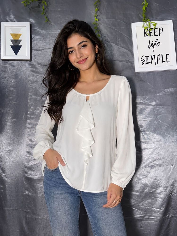 Tommy hilfiger Elegant White Ruffled Top