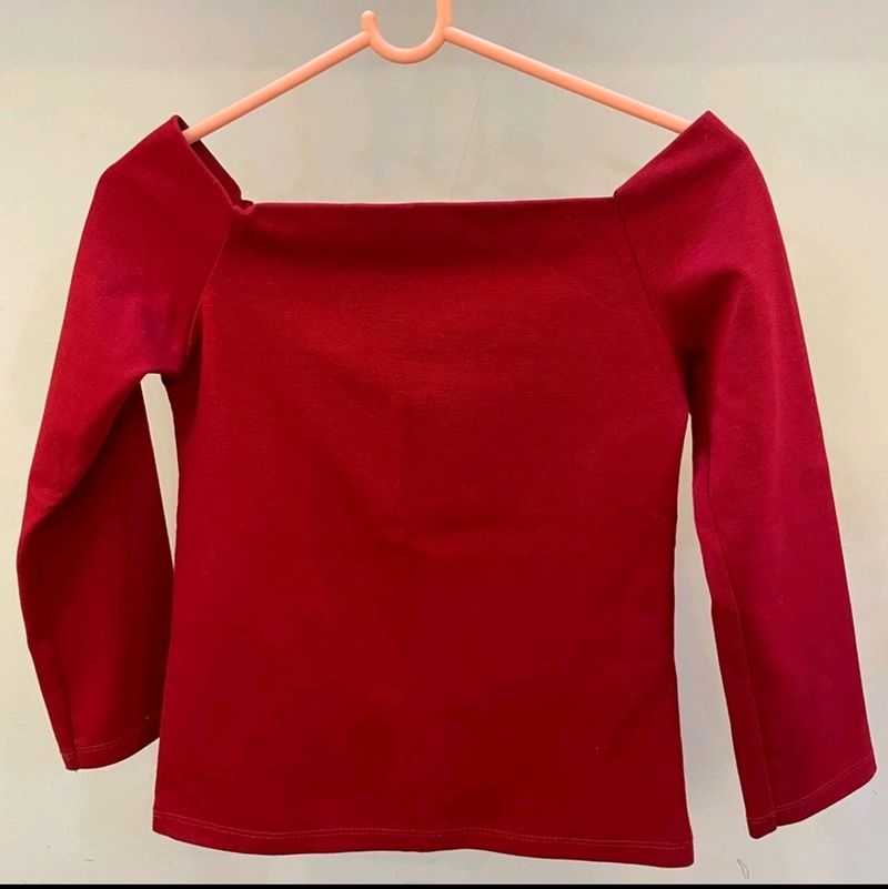🥳OFFER Only ForToday Rich Red Color Boat Neck Top