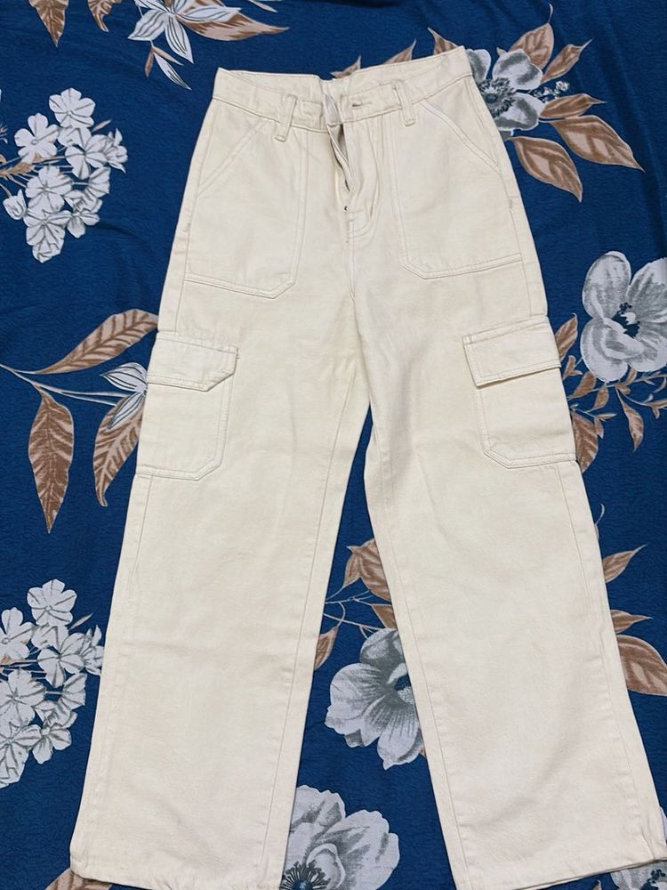 Cream Cargo Pants