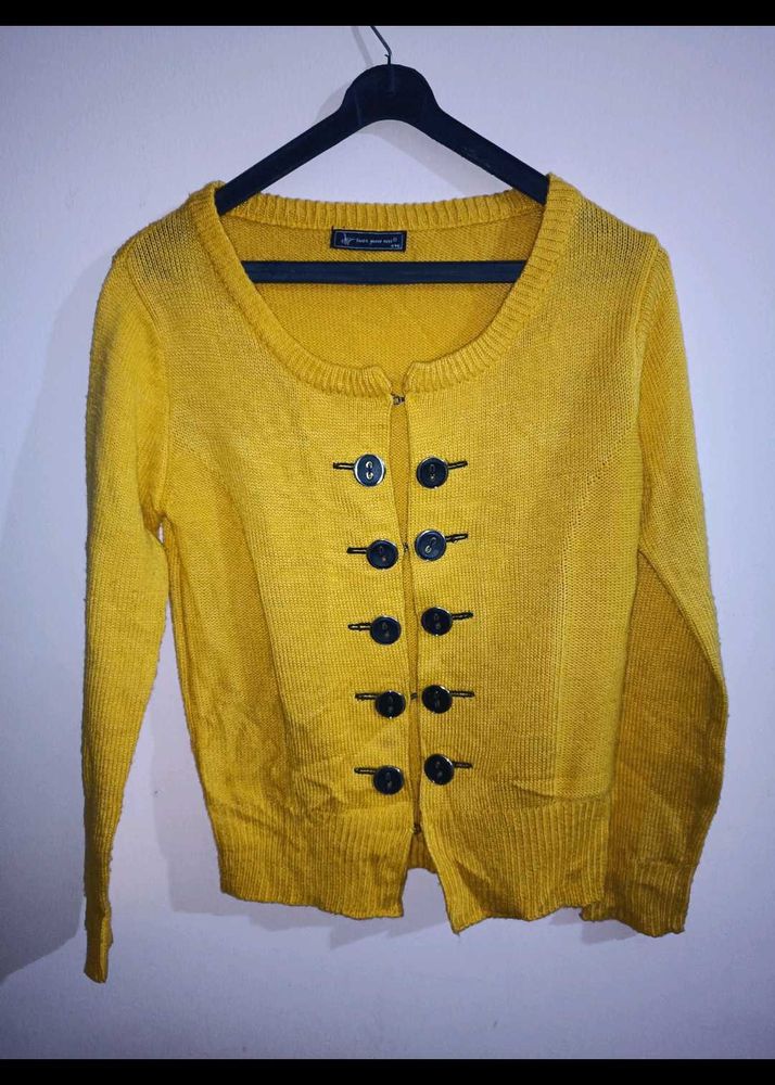 Mustard Yellow Button-Up Cardigan