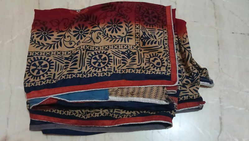 Maroon Saree with Block Print