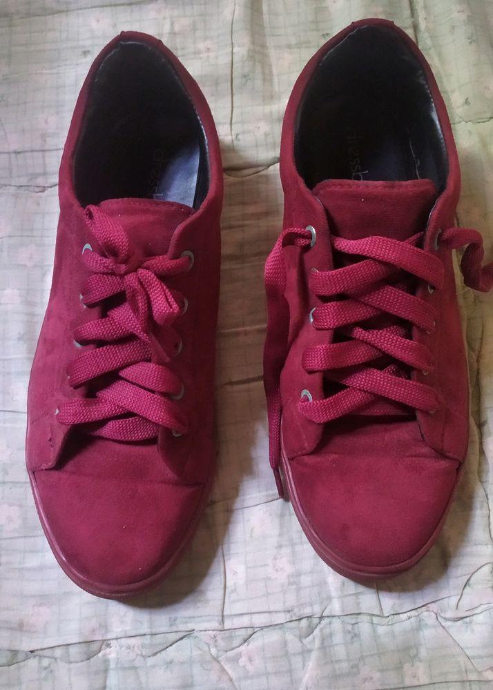 Burgundy Suede Sneakers