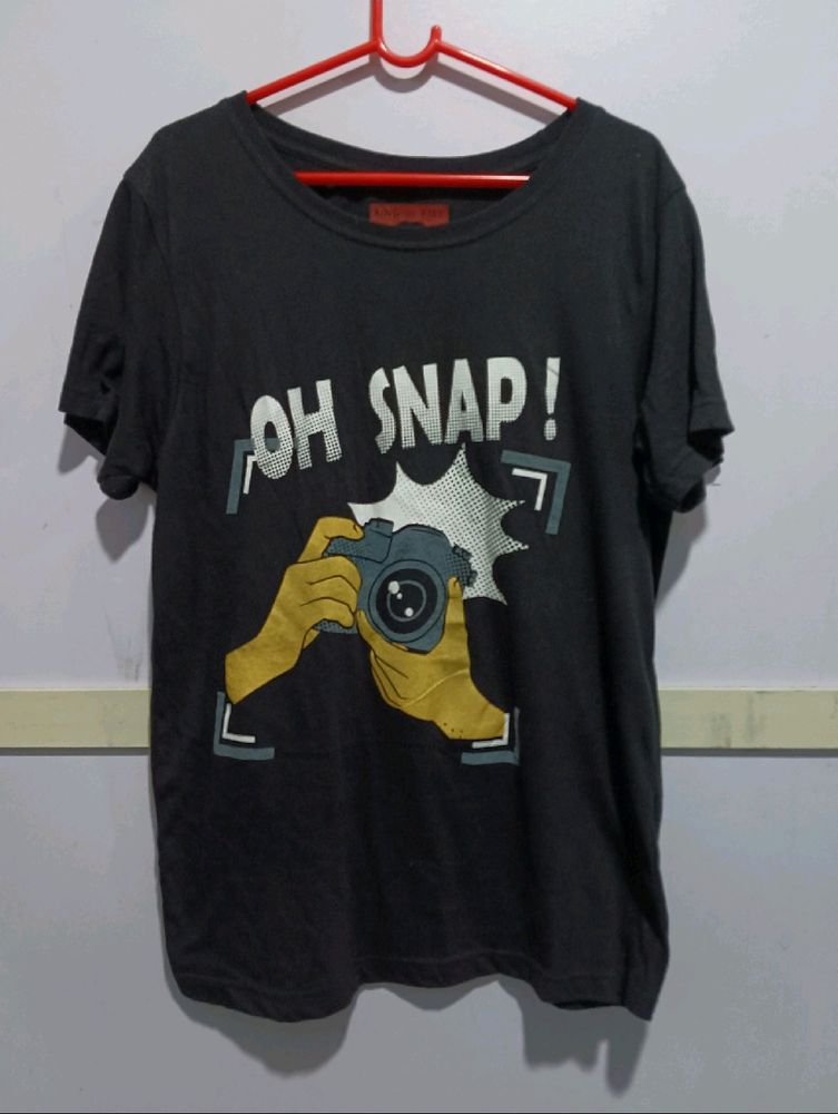 Black Unisex Free-Size Tshirt OH SNAP