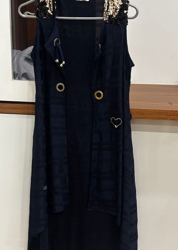Stylish Navy Blue Ethnic jacket