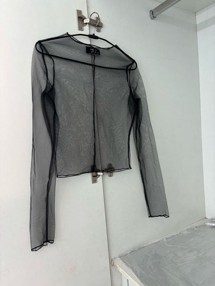 MYWISHBAG SHEER-MESH BLACK TOP