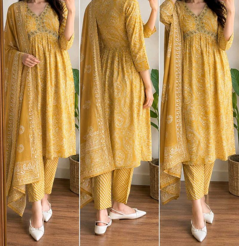 Stylish Yellow Kurta Set with Dupatta