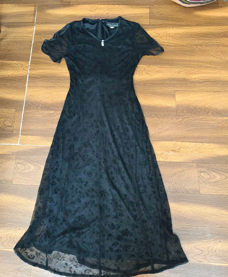Elegant Black Lace Overlay Dress