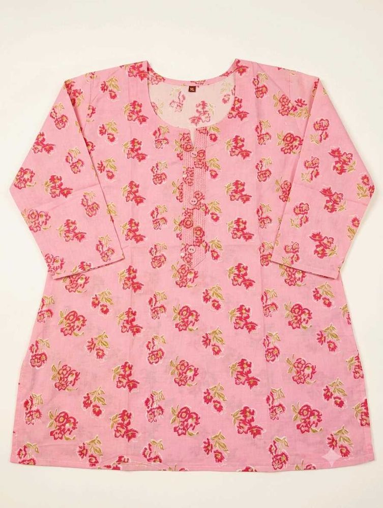 Pink Floral Print Kurti (size- XL)