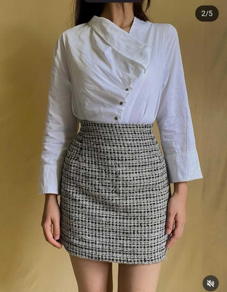Tweed Mini Skirt   And Shirt (2 Item Set)