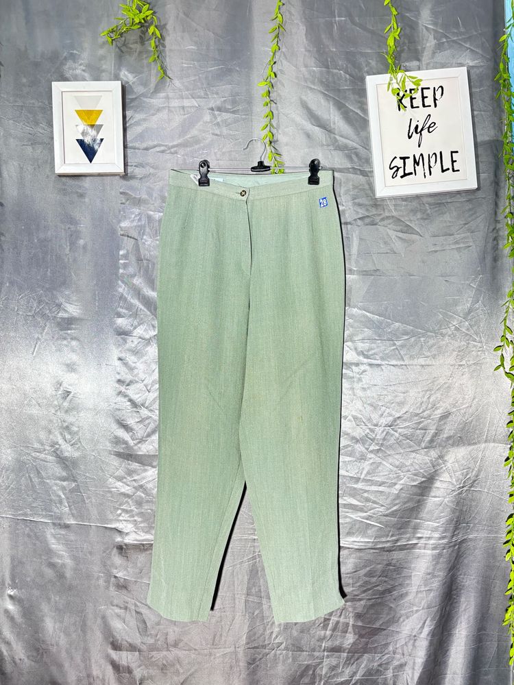 Mark&amp;spencer Light Green Striped Trousers