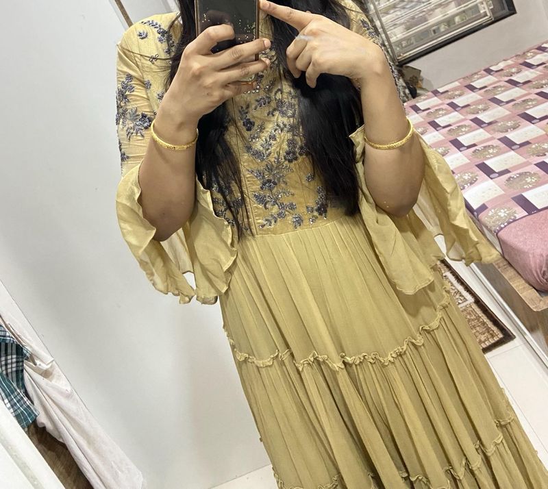 Elegant golden touch Embroidered Gown
