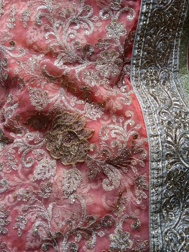 Embroidered Pink Saree