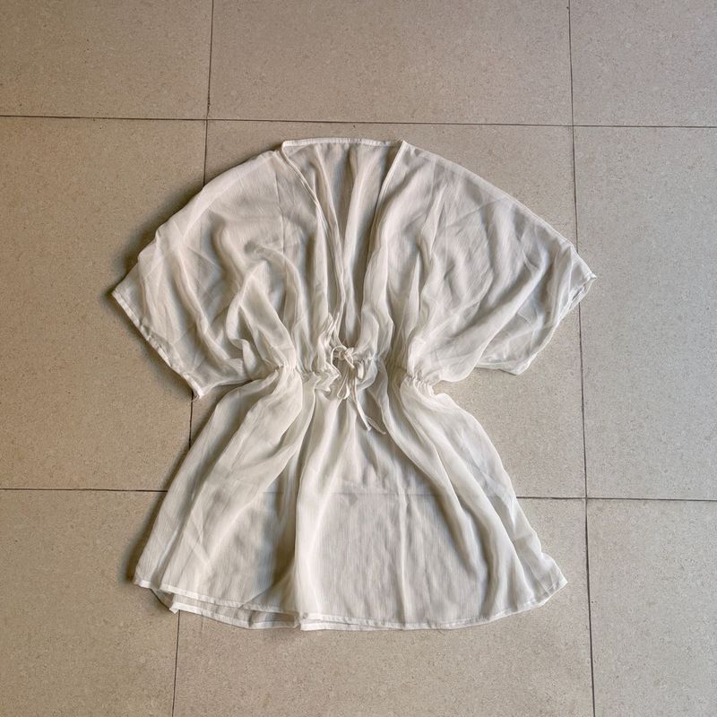White Kaftan Beach Wrap Shrug