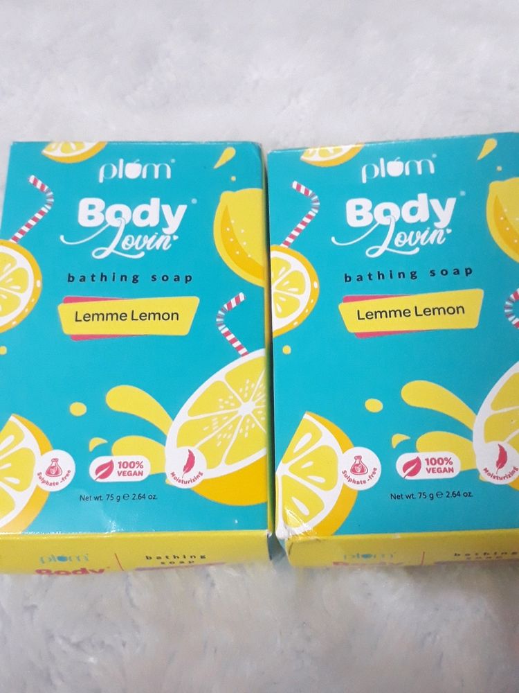 Plum BodyLovin' Lemme Lemon Bathing Soap | All Skin Types | Lemon Fragrance | Non-Drying | Sulphate-Free | 100% Vegan Combo