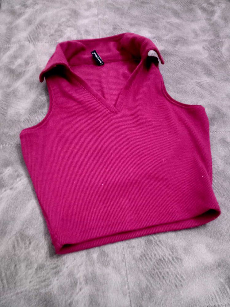 V-Neck Ribbed  sleeve less Top