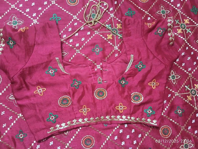 Maroon Embroidered Saree Blouse