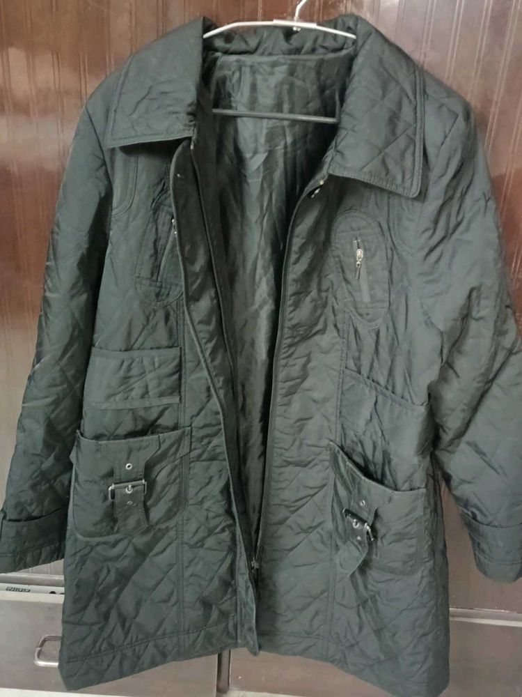 Leather overcoat