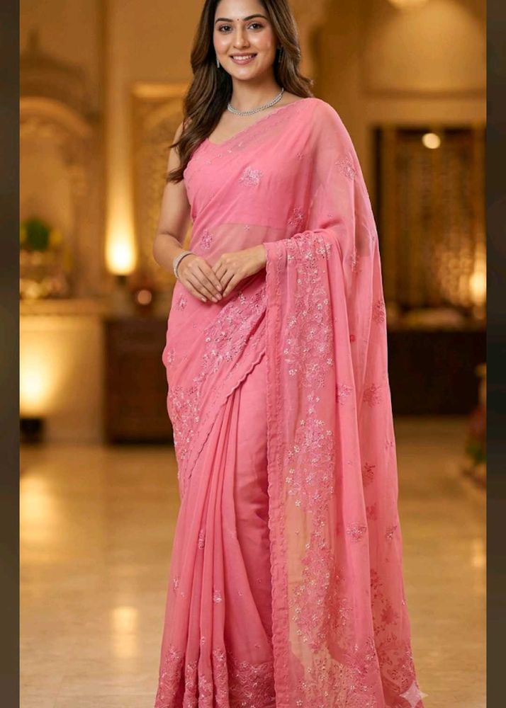 💖 Pretty in Pink Saree 🌸