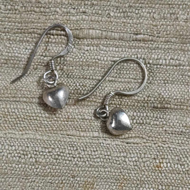 92.5 Silver Heart Dangle Earrings