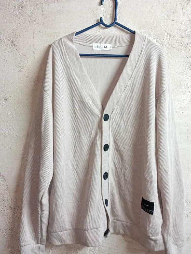 PLUS SIZE Cream V-Neck Cardigan