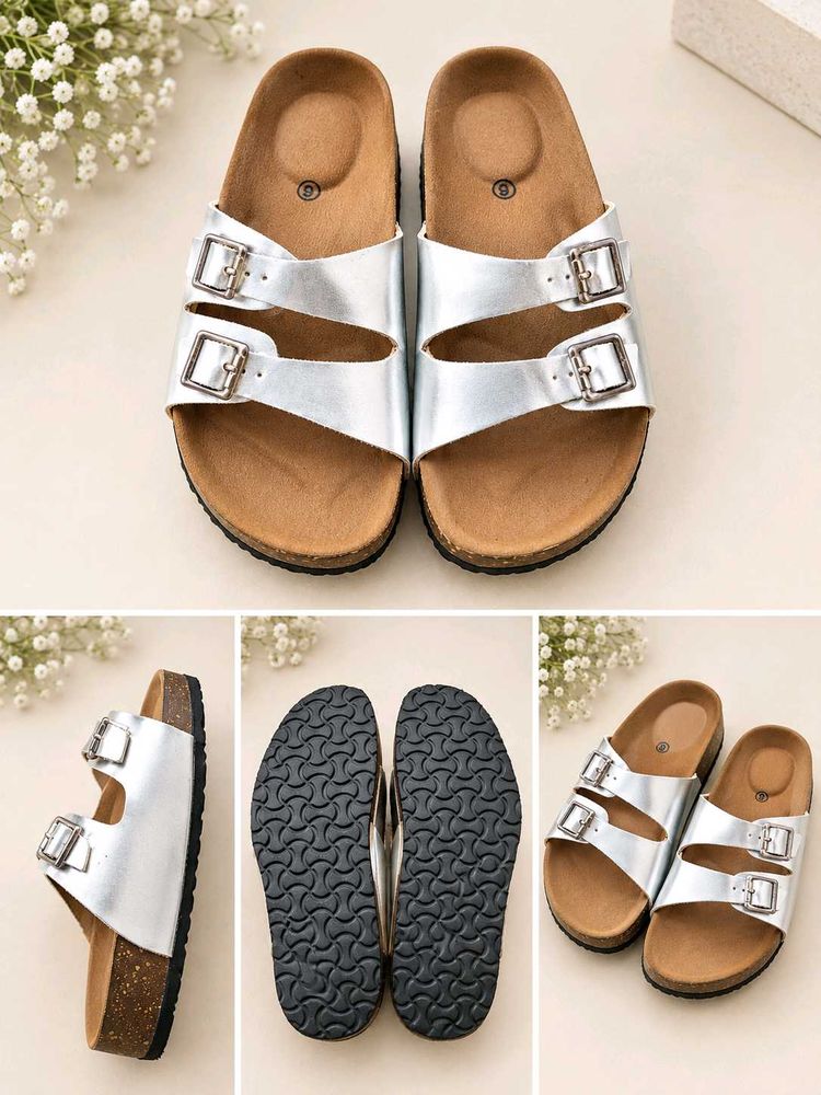 Stylish Silver Buckle Sandals