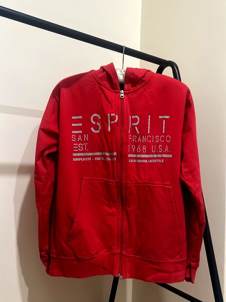 Red Esprit Zip-Up Hoodie