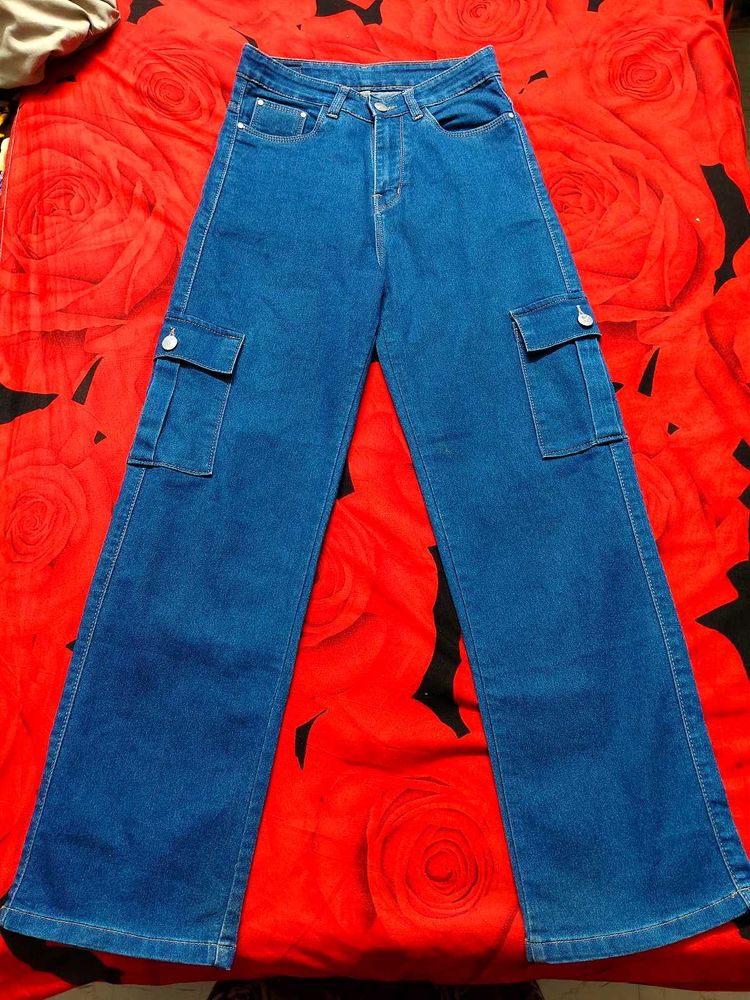 stylish Blue Denim Cargo Jeans