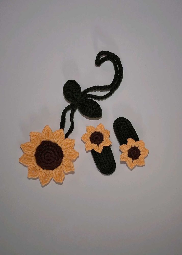 Crocheted Sunflower hair accessories