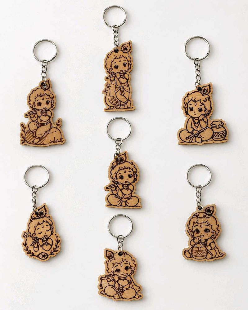 Cute Krishna Keychains - Set of 7
