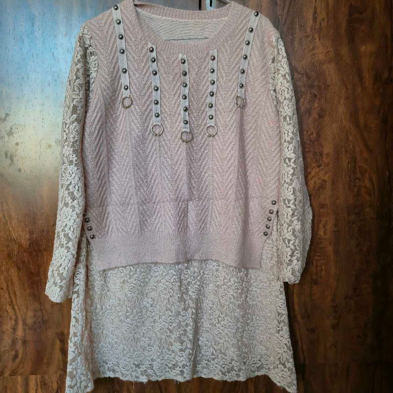 Chic Lace Sleeve Sweater Top