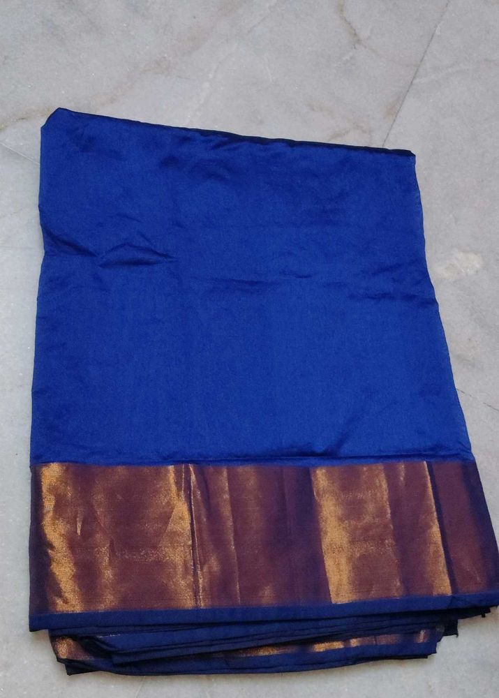 Royal Blue Saree with Bronze Border