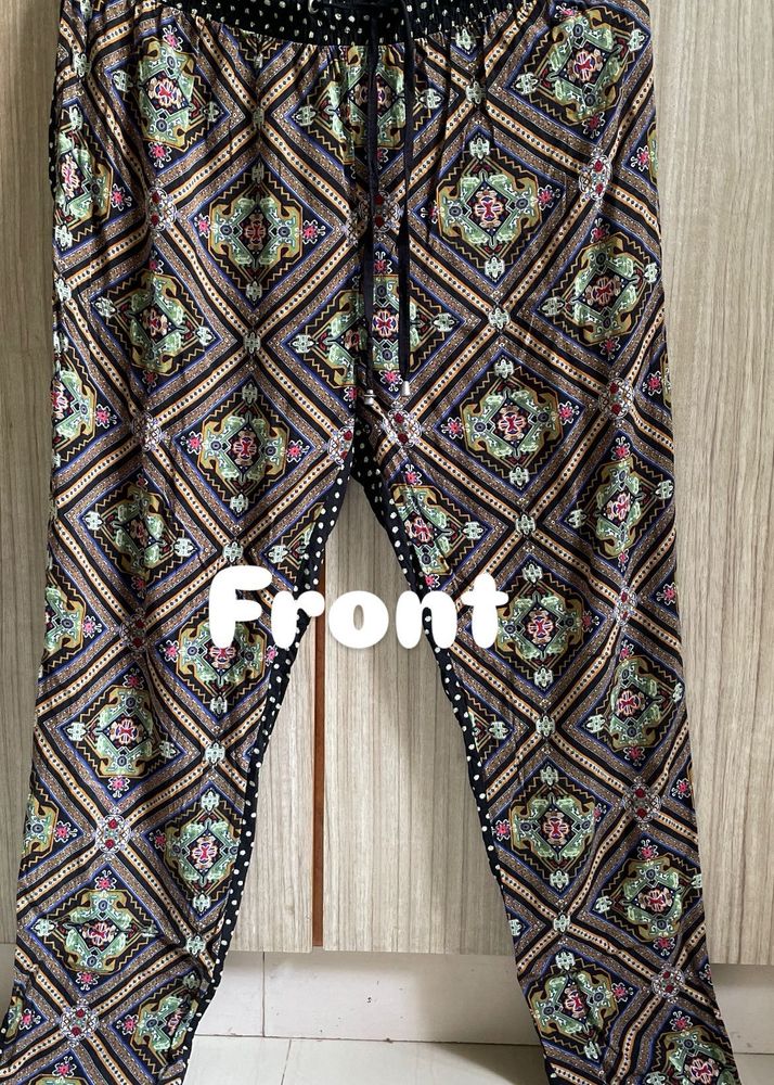 Boho Patterned Black Palazzo Pants