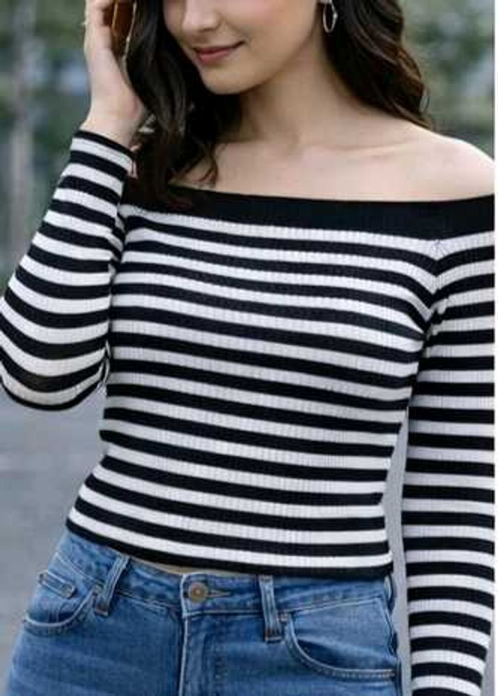 Striped Off-the-Shoulder Top✨