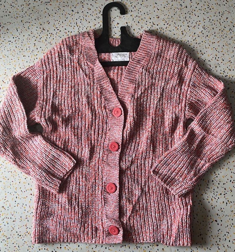 Pink Knit Cardigan Sweater