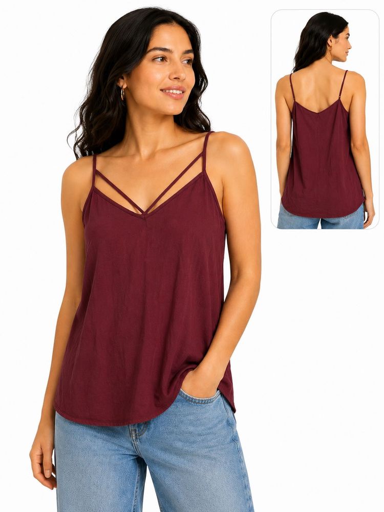 Women's Maroon Spaghetti Strap Top