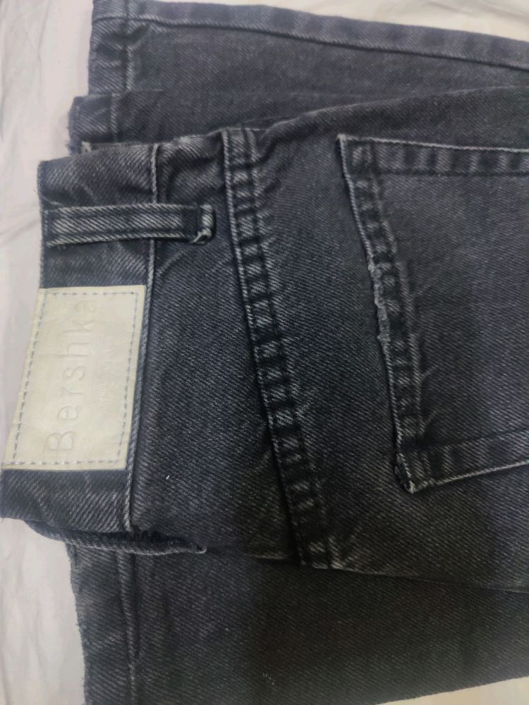 Ribbed Wide Leg Charcoal Jean For Girls In Good Co