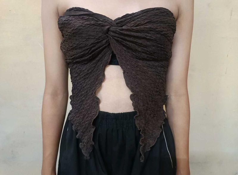 Chic Brown Textured Tube Top