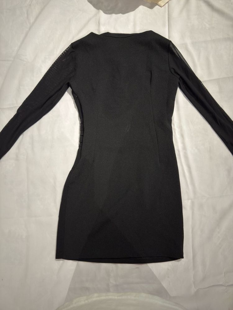 Black Long Sleeve Mini Dress