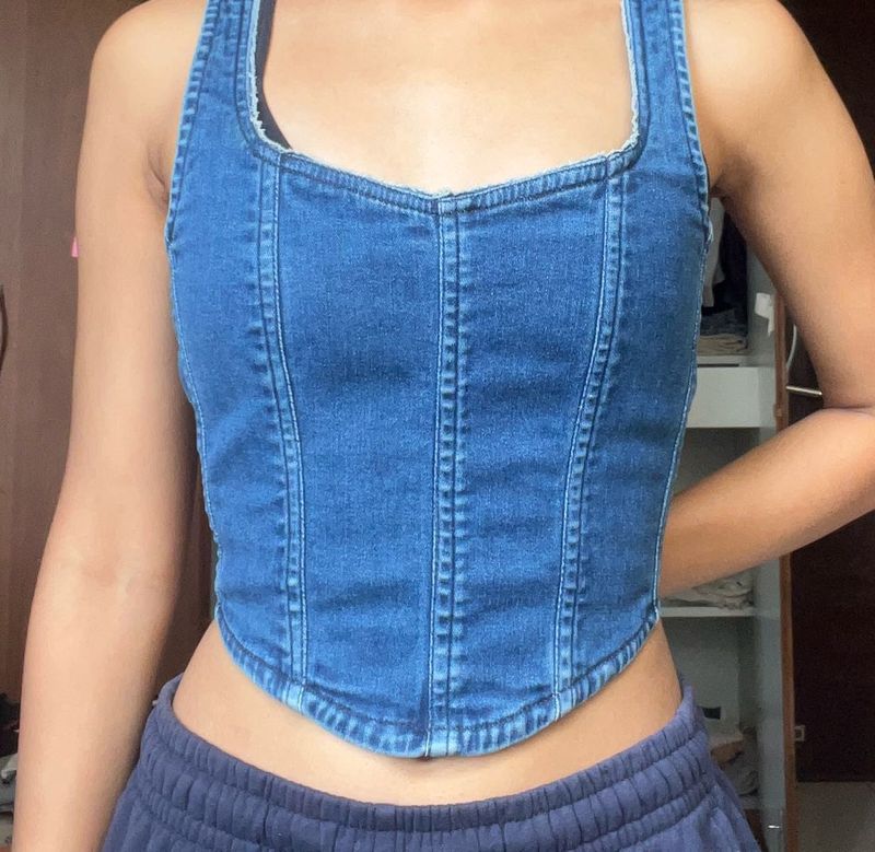 NEWME Denim Corset Tank Top