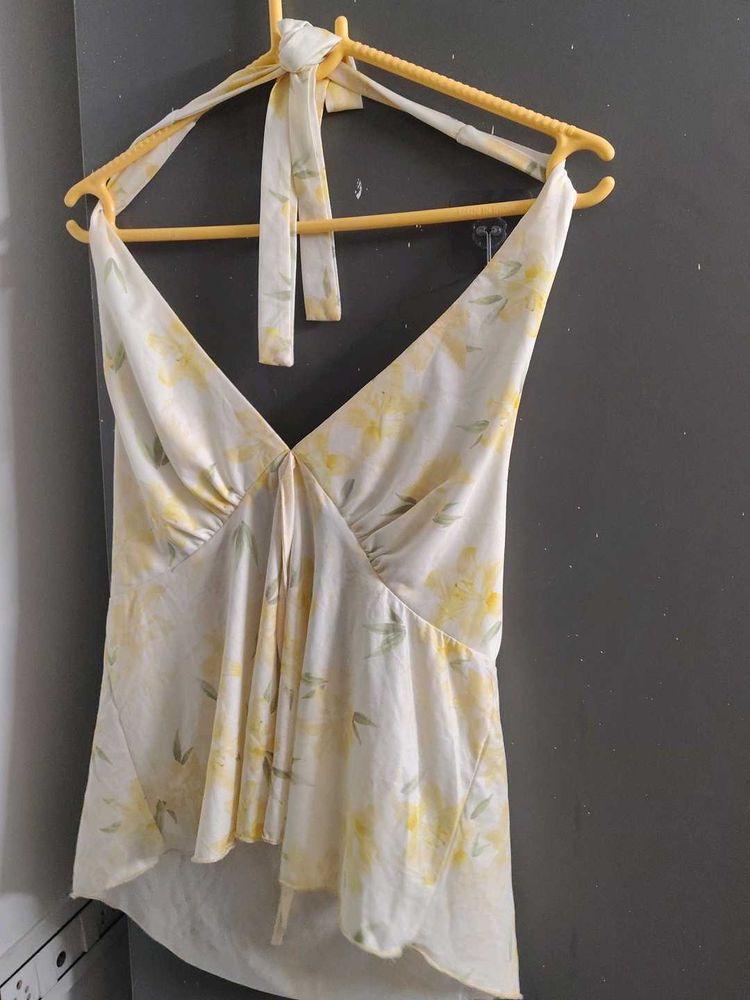 Chic Halter Neck Floral Print Top