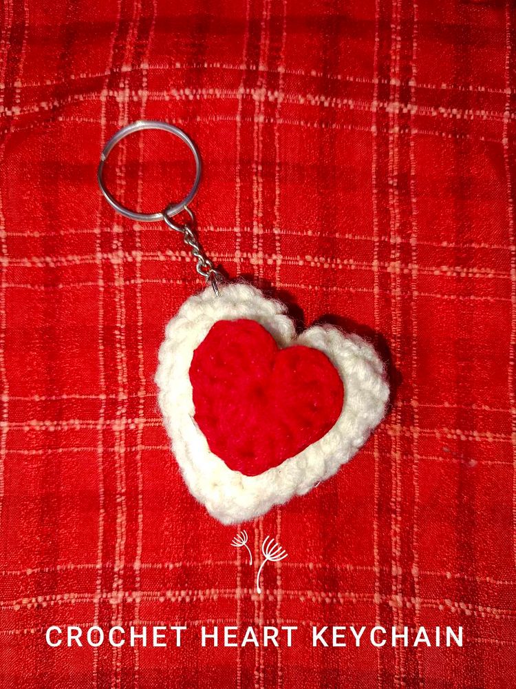 Crochet Heart Keychain
