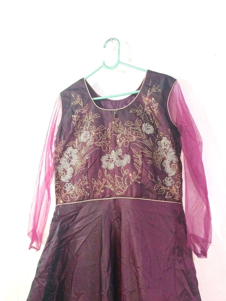 Ethnic Purple Gown Set