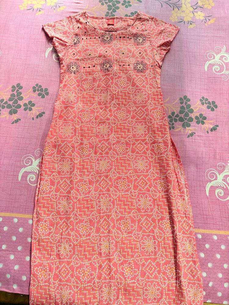Pink Printed Kurta